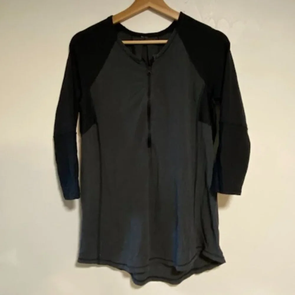 Lululemon Black & Charcoal Long Sleeve Athletic Tunic Top - Picture 2 of 7